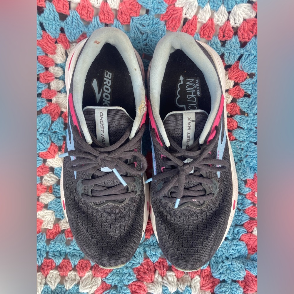 Women’s Brooks Ghost Max Ebony-Open Air-Lilac Rose Restart Running Sneaker Sz 8 - Picture 9 of 11